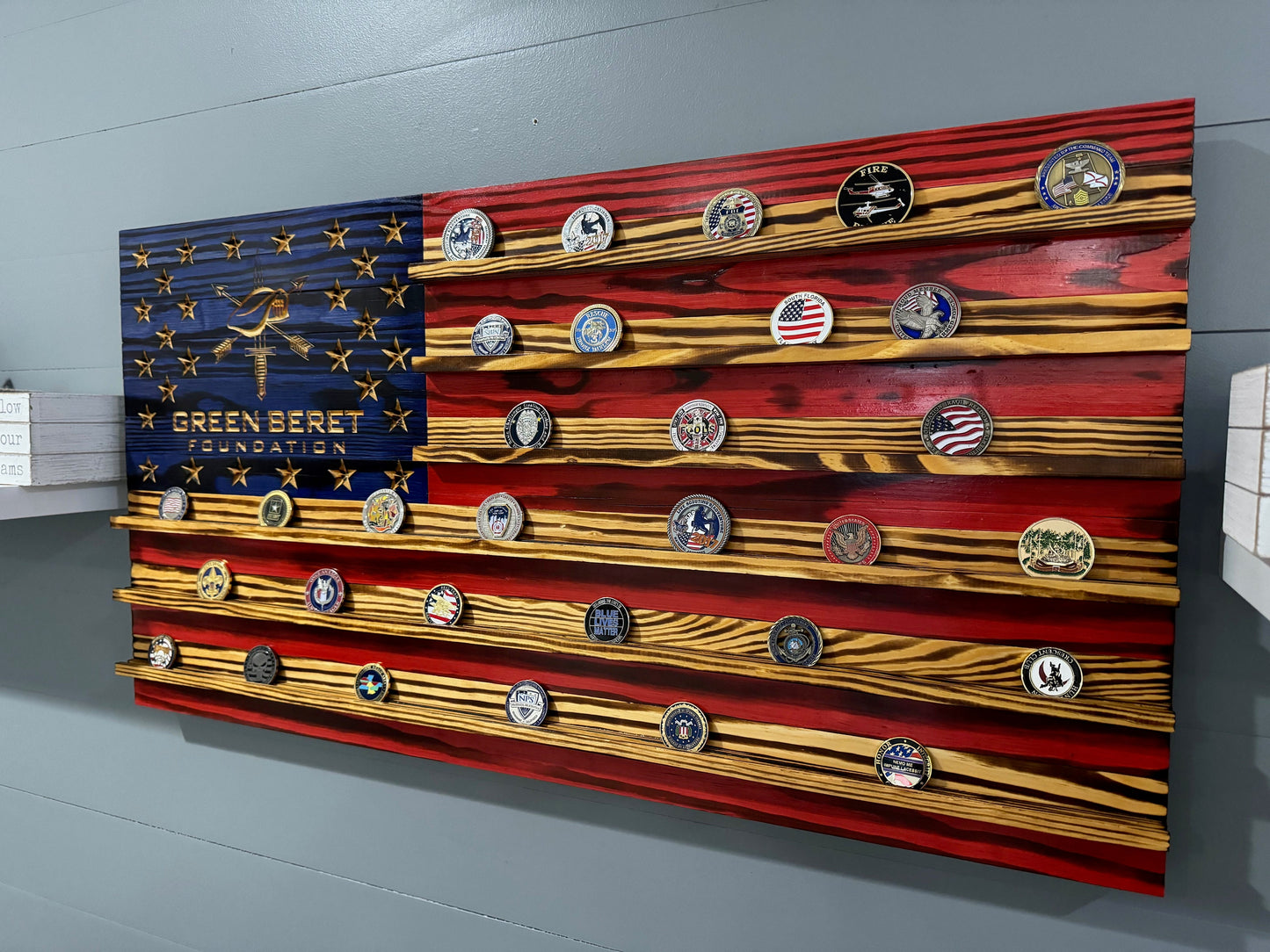 Green Beret Foundation Challenge Coin Display Rack Holder