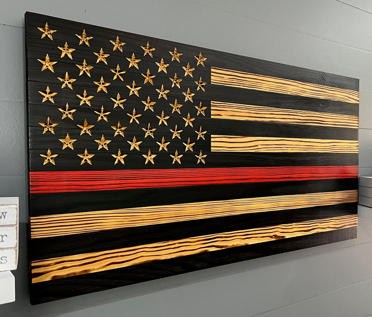 Pledge of Allegiance American Flag Rustic Wooden Wall Art - Wood Flag