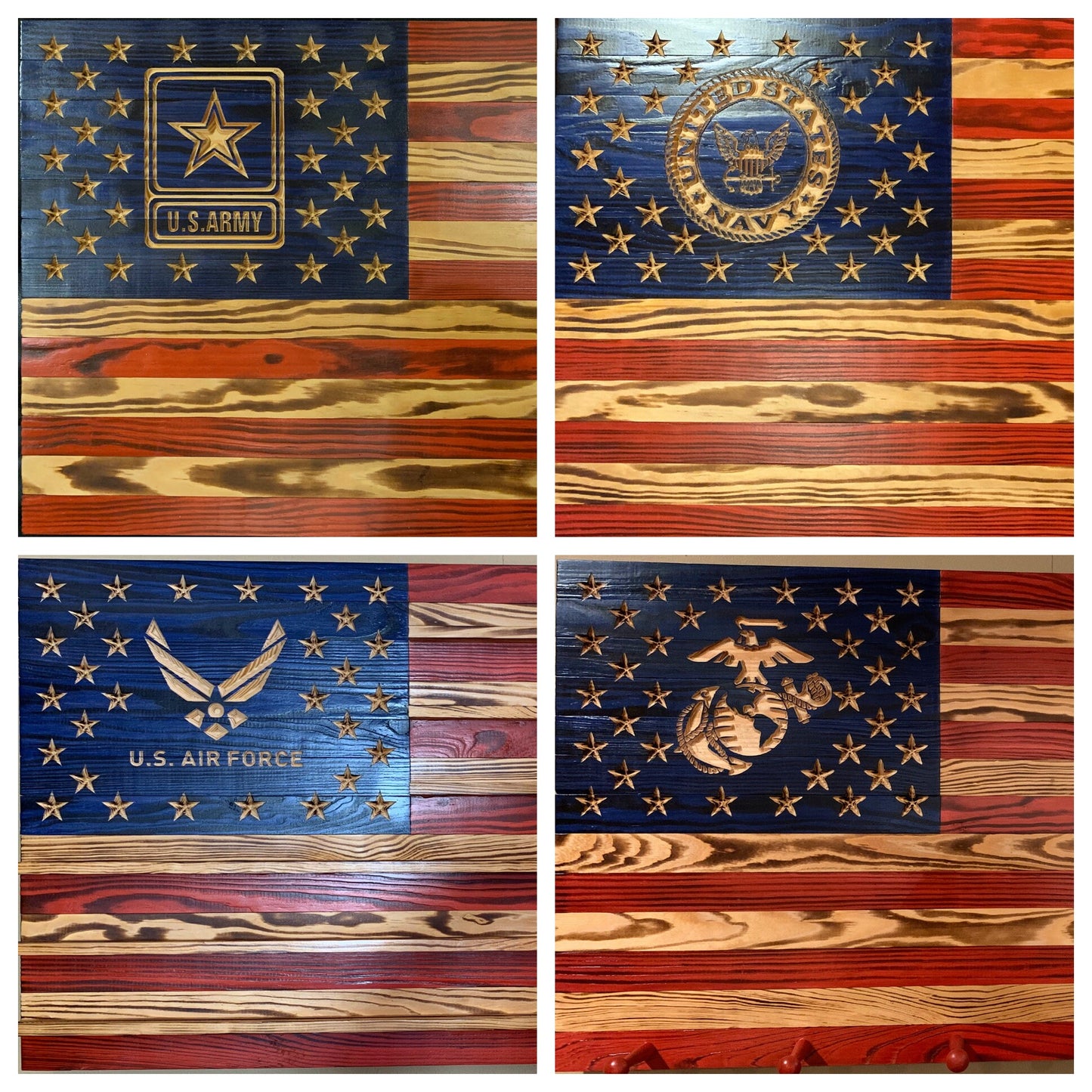 Pledge of Allegiance American Flag Rustic Wooden Wall Art - Wood Flag